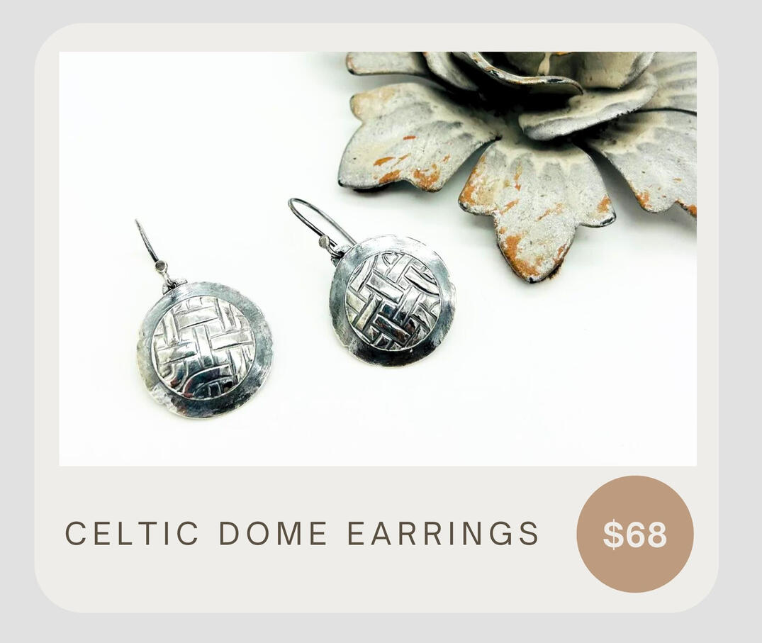 Celtic dome earrings are a classic look that pairs with all outfits. Crafted from fine silver and made with handmade sterling silver ear wires.