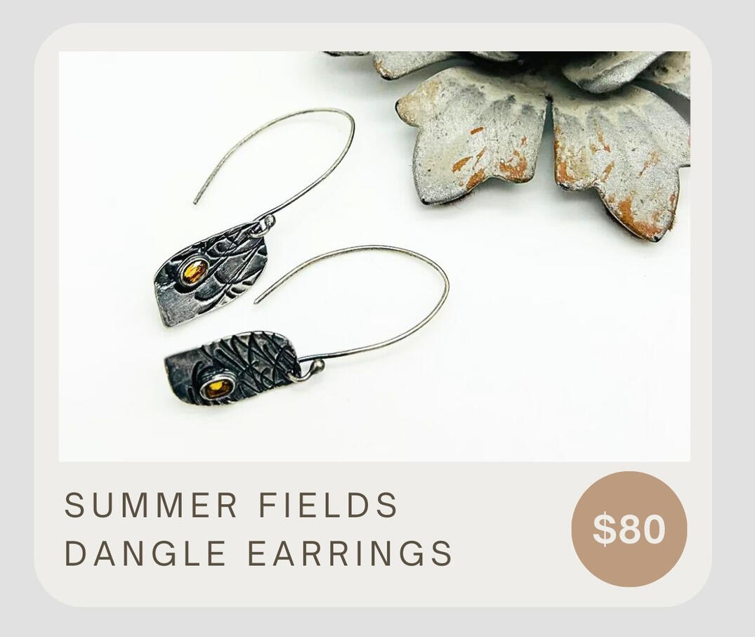 Summer Fields Dangle Earrings feature a fine silver dangle with dainty amber oval sapphires set on sterling silver ear wires. Their beautiful design makes these earrings a perfect for any look.