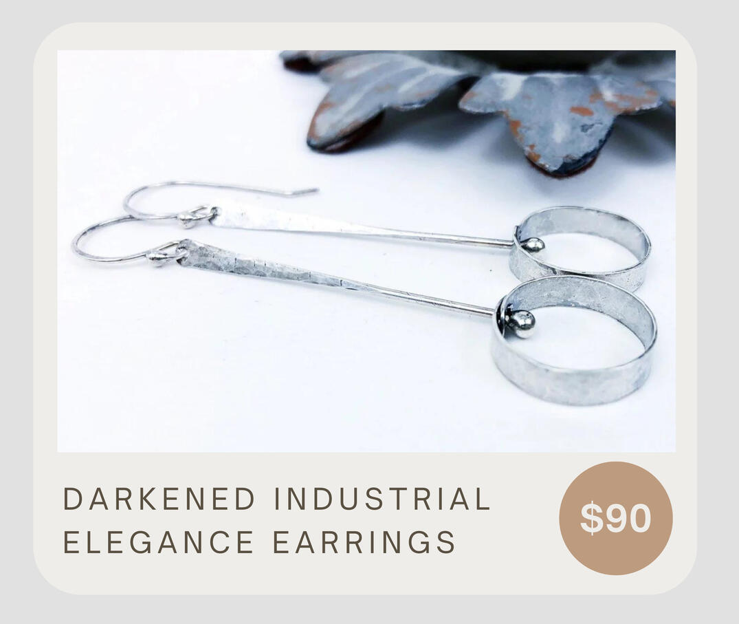 These earrings are articulated and therefore provide interesting movement for the wearer (spinning circles). The dangles are about 2 1/2 inches (slight asymmetry in length) If you'd like them shorter, please specify 1 1/2 or 2 inch length.